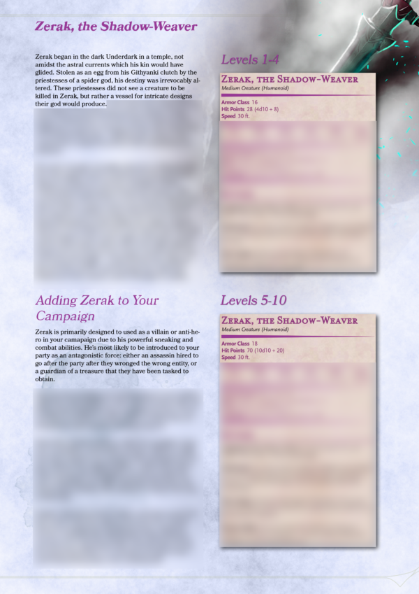 Zerak, the Shadow-Weaver - Dynamic NPC Character Sheet